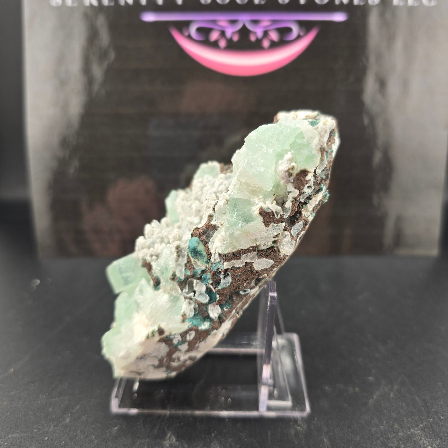Green Apophyllite on White Druzy Chalcedony – 0.5 lbs